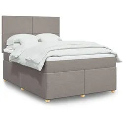vidaXL Boxspringbett, Boxspringbett mit Matratze Taupe 140x200 cm Stoff