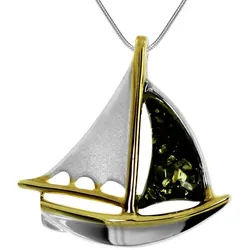 OSTSEE-SCHMUCK Kette mit Anhänger Ostsee-Schmuck Kette mit Anhänger Schiff (2-tlg) silberfarben 45 cm