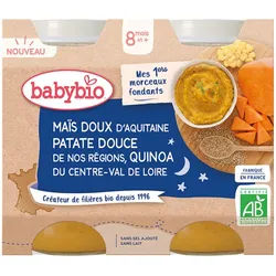 Babybio Maïs Doux D'aquitaine Patate Douce DE NOS Régions Quinoa DU Centre-Val DE Loire dès 8 mois