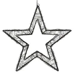 ECD-Germany Led-Weihnachtsstern 38 cm 500 LEDs Extra-Warmweiß mit Timer aus Metall , Schwarz , 38x38x8 cm , Dekoration, Weihnachtsdekoration, Weihnachtssterne Deko