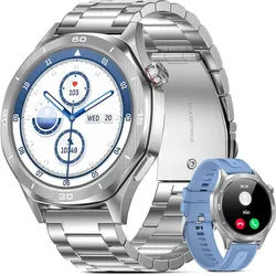 TIFOZEN I129 Smartwatch (3,8 cm, android ios), Herren Outdoor Smartwatch mit IP68, 15 Tagen Akku silberfarben