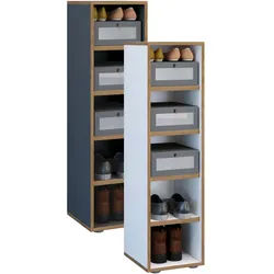 VCM Holz Schuhregal Maße ca. H. 110 x B. 30 x T. 33 cm Schuhkommode mit 5 Fächer Schuhschrank - Salia 5fach B. 30 cm