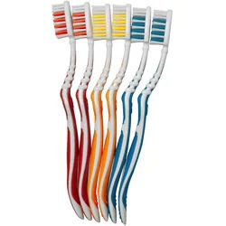 Zahnbürsten 6er-Set – 3 Farben für optimale Mundhygiene & glänzend-saubere Zähne – Hygienisches Vorratspack für Familie, Gäste & Reisen