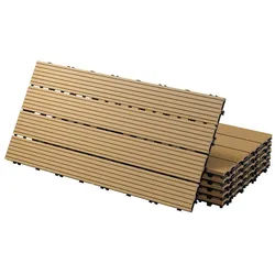 ECD Germany Terrassendielen WPC Bodenplatte Terrassenfliesen Fliesen mit Drainage und Klicksystem, 3 m2, BxL: je 30x60 cm, 22 mm Stärke, (18er Set, 18er Set), Bodenbelag 3m2/18 Stück Teak rutschfest Balkonfliesen