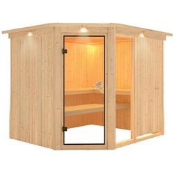 KARIBU Sauna »Paide 3«, für 4 Personen, ohne Ofen - beige