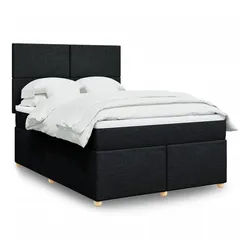 vidaXL Boxspringbett, Boxspringbett mit Matratze Schwarz 140x190 cm Stoff
