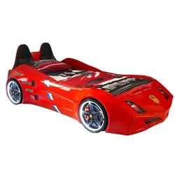 Xlmoebel Autobett Rennwagen Kinderbett aus Holz mit sportlichem Design (1-tlg., Autobett), Hergestellt in Europa rot