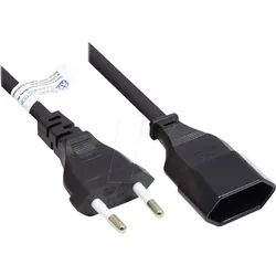 GC P0300-S020 - Verlängerung Euro-Stecker Typ C, schwarz, 0,75 mm2, 2 m