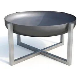 Feuerschale , Edelstahlfarben , Metall , 63x35x63 cm , Grüner Punkt, Made in Europe, Handmade in Europe , hitzebeständig , Gartenmöbel, Feuerschalen & Feuerkörbe