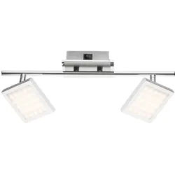 Deckenlampe LED Deckenleuchte mit satinierten beweglichen Spots Lampe Chrom, 2 Flammig Spots beweglich, 2x LED 6Watt 318 lm, LxBxH 40x9,5x13cm
