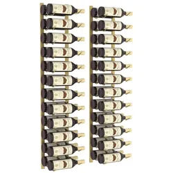 vidaXL Weinregal NA Wand Weinregal für 24 Flaschen 2 Stk Golden Eisen goldfarben