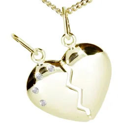 OSTSEE-SCHMUCK Kette mit Anhänger Ostsee-Schmuck Kette mit Anhänger geteiltes Herz (2-tlg) goldfarben 42 cm