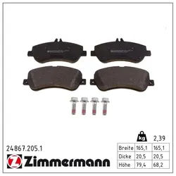 ZIMMERMANN Bremsbelagsatz, Scheibenbremse 248672051 Vorderachse für MERCEDES-BENZ (BBDC) MERCEDES-BENZ