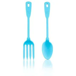 Kochblume Salatbesteck Löffel-Gabel (2-tlg) blau