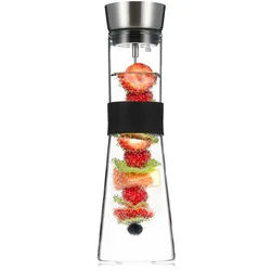 Klarstein Glaswerk Sile Karaffe 1 Liter Borosilikatglas Fruchtspieß mit Stopper Transparent