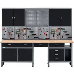 KÜPPER Werkstatt-Set 70412, (Spar-Set), 30 mm massive Vollbuchenarbeitsplatte schwarz