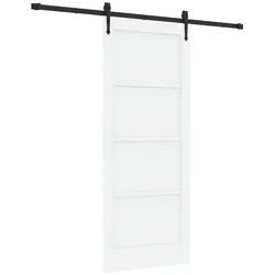 vidaXL Zimmertür 83 x 202 cm Schiebetür ORKDAL Weiß und Schwarz 83x202 cm inkl Schienen schwarz