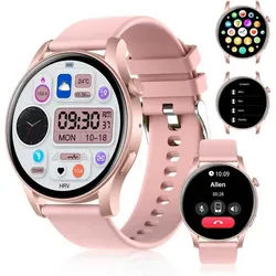 Tulbeys KC88 Smartwatch (3,6 cm, android ios), Smartwatch mit AMOLED Display Bluetooth Telefonie und Fitness Tracking rosa