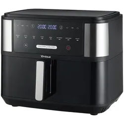 Trisa Electronics HEIßLUFTFRITTEUSE , Schwarz , Kunststoff , 10 l , 36.1x32x40 cm , Temperaturanzeige, Betriebsanzeige, Heißlufttechnologie, Programm wählbar, Display , Küchengeräte, Fritteusen