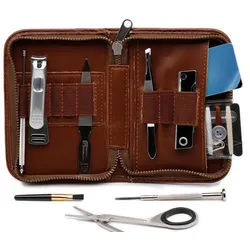 Seki EDGE Maniküre-Pediküre-Set Nagelpflegeset Adonis 9-teilig mit Etui AG-500 11.7x8x2.8 cm, handgeschärftes Qualitätsprodukt aus Japan silberfarben