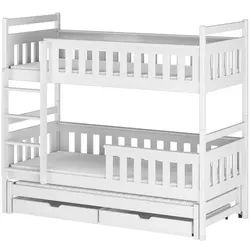 Kids Collective Etagenbett 90x200 cm mit Ausziehbett & zwei Schubladen in weiss , Weiß , Holz , 90x200 cm , Babymöbel & Kindermöbel, Kinderzimmer & Jugendzimmer, Stockbetten