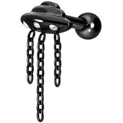 Titan Ohrpiercing mit Innengewinde UFO + KETTEN + KRISTALLE