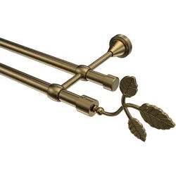 GARDINENSTANGE Primus Alessia 320 cm (geteilt in 2 x 160 cm), 2-läufig (ohne Ringe), 16 mm Ø Messing Antik