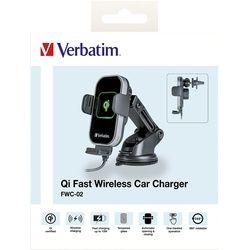 Verbatim Fast Wireless Charger, KFZ, Qi, 9V/12V, FWC-02 Kabel USB Typ-A-C, 1m, schwarz, Retail