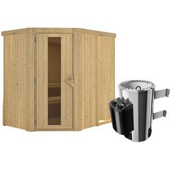 KARIBU Sauna »Wenden«, inkl. 3.6 kW Saunaofen mit integrierter Steuerung, für 3 Personen - beige