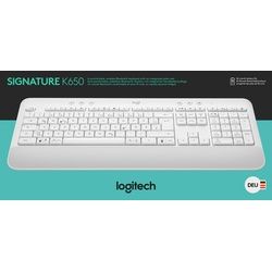 Logitech Tastatur K650, Wireless, Bolt, Bluetooth, weiss Signature, DE, Retail