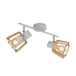 GLOBO LIGHTING Deckenleuchte, Leuchtmittel nicht inklusive, Deckenleuchte weiss Deckenstrahler Holz Spotlampen für braun