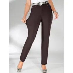 Thermohose STEHMANN, Damen, Gr. 20, Kurzgrößen, braun (mokka), 76% Viskose, 21% Polyamid, 3% Elasthan, unifarben, lang, Hosen Gerade Hose Thermohose