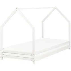Beliani Kinder-Hausbett Weiß 90-200 cm Appy , Holz , 90x200 cm , Babymöbel & Kindermöbel, Kinderzimmer & Jugendzimmer, Kinderbetten, Spielbetten