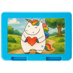 Mr. & Mrs. Panda Butterdose Einhorn Herz Design, Bentobox, Weiß, Freundin, Einhörner, Witzig, Uni, Premium Kunststoff, (Packung), Snackdose Kinderbrotdose böse weiß