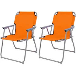 2 Stück Campingstuhl Stoff Oxfort Metall Orange