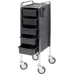 Efalock-Professional Friseurbedarf ArbeitswagenArbeitswagen Piccolo 84/5 Große Rollen Schwarz 1 Stk.