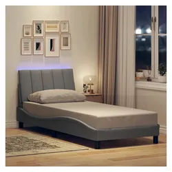 vidaXL Bett, Bettgestell ohne Matratze Hellgrau 90x200 cm Stoff