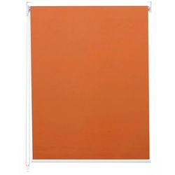 Seitenzugrollo MCW-D52-60x230, MCW, abdunkelnd, verschraubt, Wand- oder Deckenmontage, Bohrmontage, blickdicht, Thermobarriere, Stufenlose Bedienung, Kettenzug inkl. Kindersicherung orange