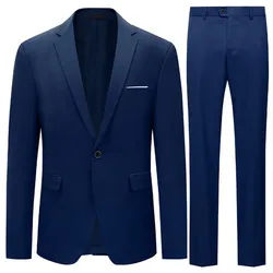 Allthemen Anzug (2 tlg) Slim Fit Ein Knopf Herrenanzug im eleganten Look blau 52