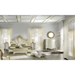 JVmoebel Polsterbett Italienisches Polsterbett im Rokoko-Stil in Weiß und Gold, Made in Europa weiß