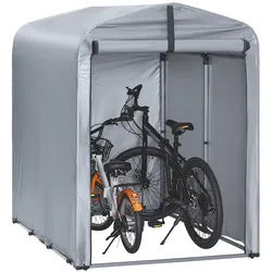 SoBuy Fahrradgarage für 1-2 Fahrräder, 120x163x176cm, Silber-Eisen , Hellgrau , Metall , 120x163x176 cm , Aufbewahrung & Schutzhüllen, Geräteschuppen