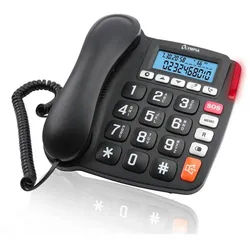 OLYMPIA OFFICE 4520 Seniorentelefon (große Tasten, helle LED-Anrufanzeige, Freisprechfunktion, SOS-Knopf) schwarz