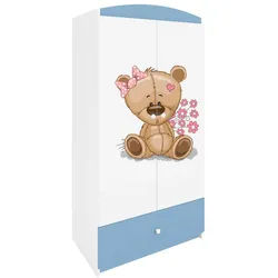 Raumhirsch Furniture Kinderkleiderschrank mit liebevollen Motiven - Kleiderschrank für Kinder (Kinderzimmerschrank für Mädchen, Mit Ablagefächern & Kleiderstange) hochwertige Verarbeitung, sanfte Farben, verschiedene Designs blau