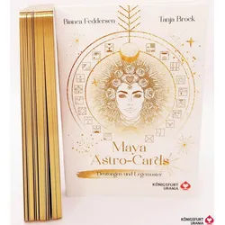 Sachbuch Maya-Astro-Cards: 44 astrologische Orakelkarten mit Booklet Goldfolie Bianca Feddersen, Tanja Brock beige