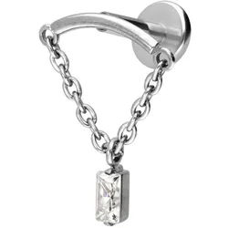 Titan Labret mit Innengewinde BOGEN + KETTE + KRISTALLRECHTECK