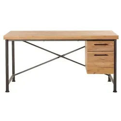 Livetastic Schreibtisch , Anthrazit, Eichefarben , Metall , 1 Schubladen , rechteckig , Rundrohr , 60x75.5x150 cm , Stauraum, seitenverkehrt montierbar , Büromöbel, Schreibtische, Schreibtische