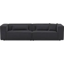 LeGer Home by Lena Gercke 3-Sitzer PIARA, Couch mit Kedernaht, Sofa in Cord, Leinenoptik o. Strukturstoff, schwarze Füße, bequemer Sitzkomfort grau