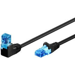 Goobay CAT 6A Patchkabel 1x 90° gewinkelt, U/UTP, Schwarz