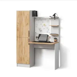 Livinity® Schreibtisch Rina Weiß/Goldkraft Eiche 122.9 x 168 cm , Weiß, Honigeiche , Holzwerkstoff , Rechteckig , 122.9x168x52 cm , Büromöbel, Schreibtische, Schreibtische
