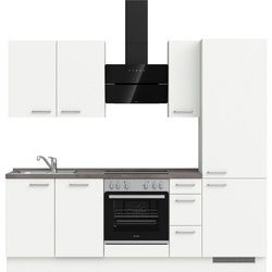 nobilia® elements Küchenzeile "elements premium", vormontiert, Ausrichtung wählbar, Breite 240 cm, mit E-Geräten grau|weiß